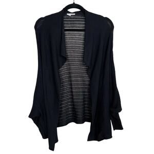 Halogen Open Front Dolman Sleeve Open Knit Cardigan Sweater Black XS/S Womens
